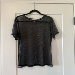 Victoria's Secret Black Mesh Short Sleeve Top